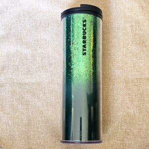 Starbucks Green Ombre Glitter Sparkle Tumbler 16 ounce, rare, preowned